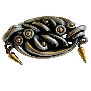 VTG Fahrenheit Connie Bates Urban NYC Industrial Pin Brooch Brutalist Sculptural